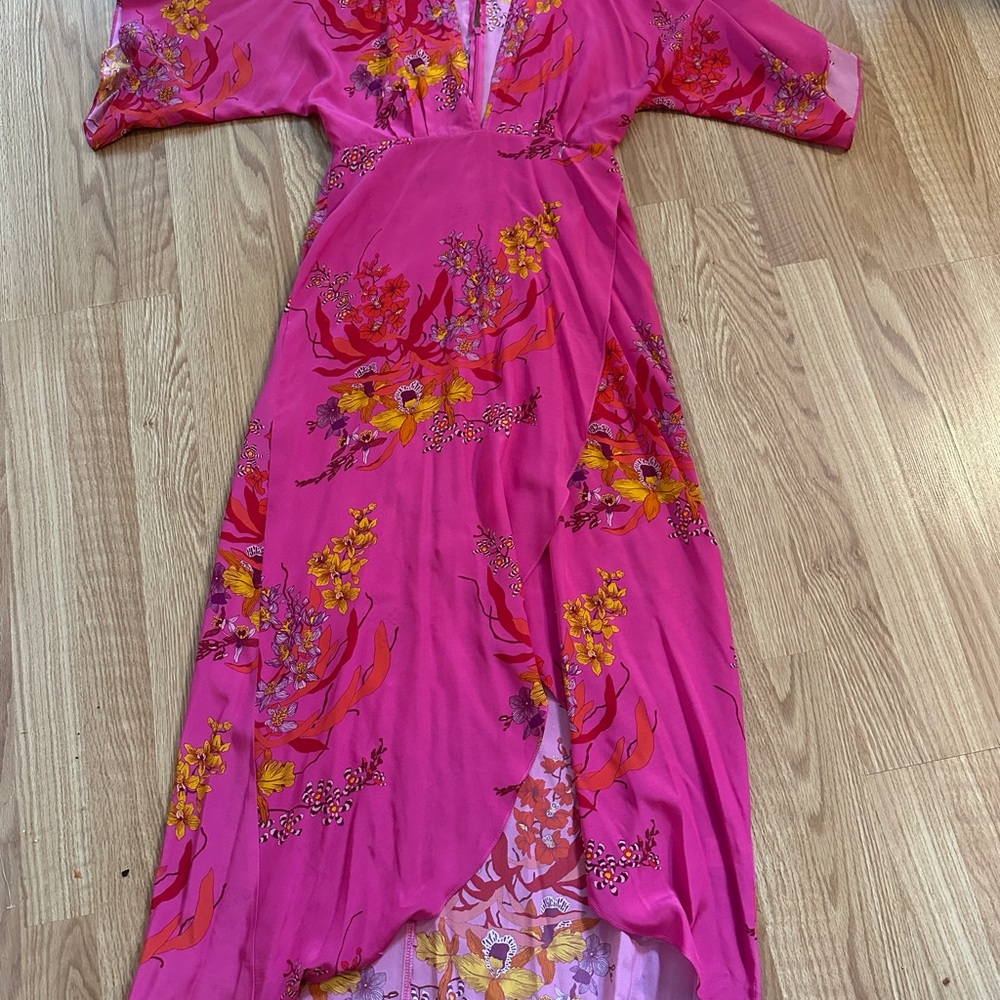 Jaline Resort Katherine Pink Silk Floral Dress size M - Picture 5 of 12